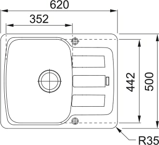 Мойка Franke AZG 611-62 стоп-вентиль, серый